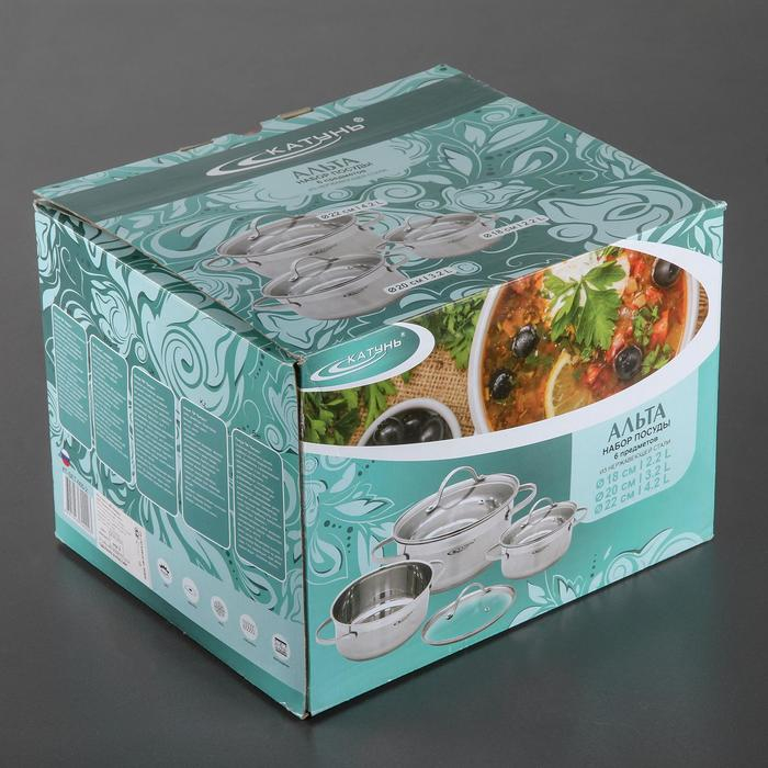 Набор кастрюль «Альта», 3 предмета: 2,2 л, 3,2 л, 4,2 л,капсульное дно, индукция Набор кастрюль «Альта», 3 предмета: 2,2 л, 3,2 л, 4,2 л,капсульное дно, индукция