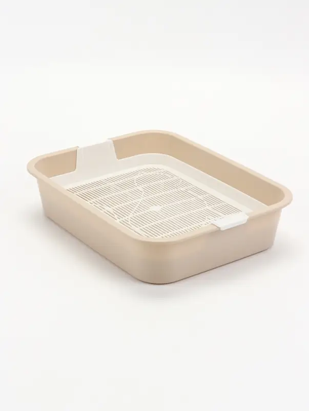 Туалет для кошек &laquo;Мур-мяу&raquo;, 33&times;25&times;7 см с сеткой, пластик, бежевый