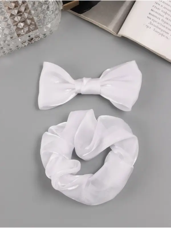 Набор для волос Выбражулька &laquo;Школьница&raquo;, резинка 10 см, зажим 8 см, классик, белый