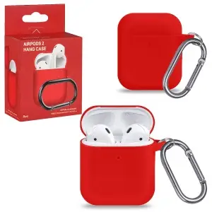 Чехол для AirPods 1/2 с карабином №8 Red