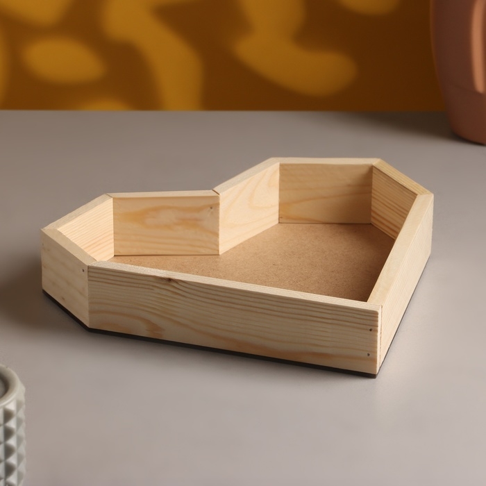 Кашпо деревянное 25×4.5 см  Кашпо деревянное 25×4.5 см "Сердце" подарочное, натуральный