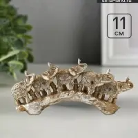 Фигурка полистоун &laquo;Пять слонов на камне в попонах с бахромой&raquo;, 11&times;24.5&times;4.5 см
