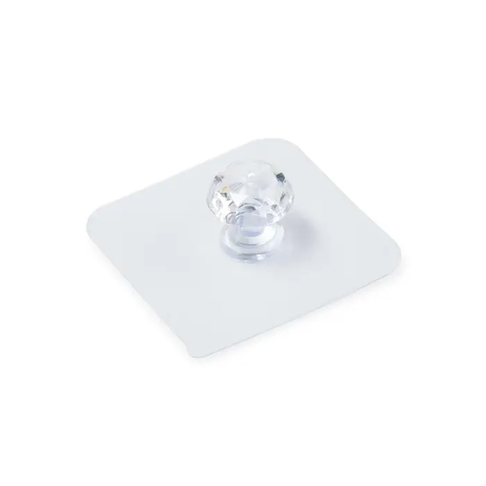 Ручка-кнопка с клейкой поверхностью ТУНДРА, прозрачный, набор 4 шт.