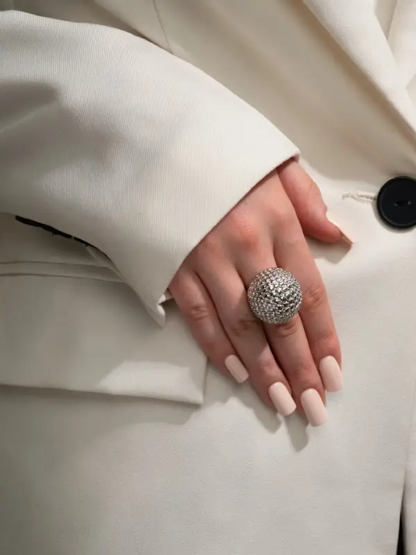 Кольцо металл &laquo;Шар сетка&raquo;, цвет серебро, безразмерное