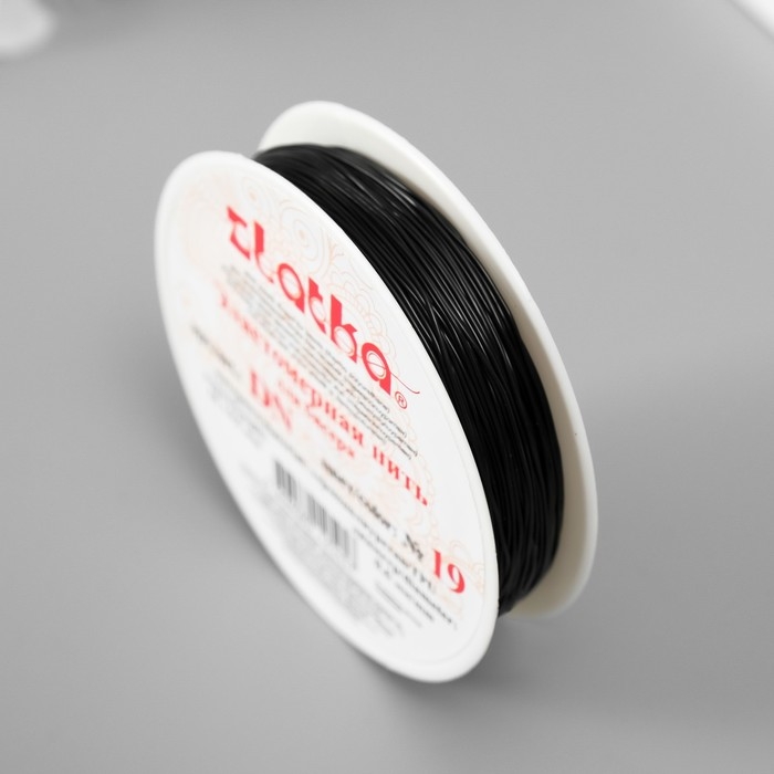 Резинка для бисера 0.6 мм, 18х0.5 м, полиуретан, чёрный Резинка для бисера 0.6 мм, 18х0.5 м, полиуретан, чёрный