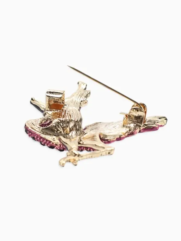 Брошь &laquo;Птица&raquo; аист, стразы, цвет фиолетовый в золоте