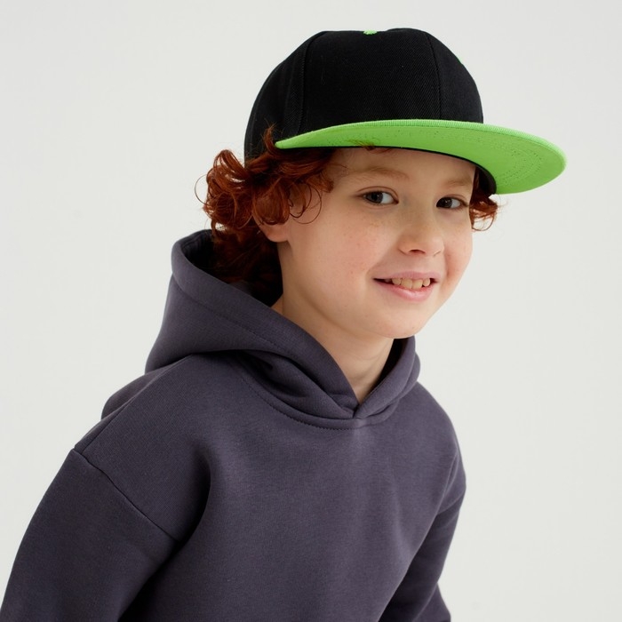 Бейсболка с прямым козырьком для мальчика MINAKU, размер 54, цвет чёрный/зеленый Бейсболка с прямым козырьком для мальчика MINAKU, размер 54, цвет чёрный/зеленый