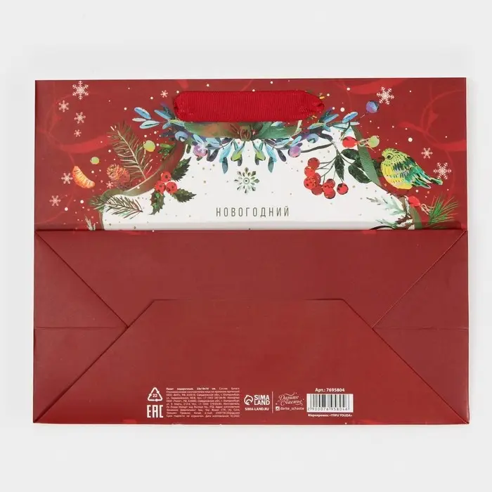 Пакет подарочный новогодний ламинированный «С морозным настроением», MS 18 х 23 х 10 см