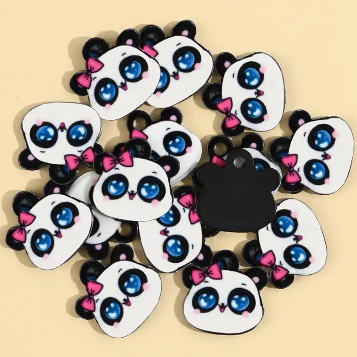 Фурнитура для бижутерии «Панда», 1.5 х 1.5 см, с подвесом, 15 штук