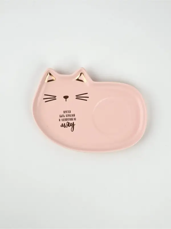 Чайная пара &laquo;Мяу&raquo;: кружка 200 мл, блюдце 18&times;11 см, ложка