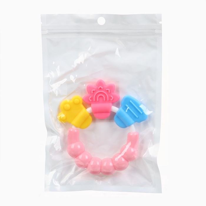 Прорезыватель погремушка Крошка Я «Браслетик», розовый