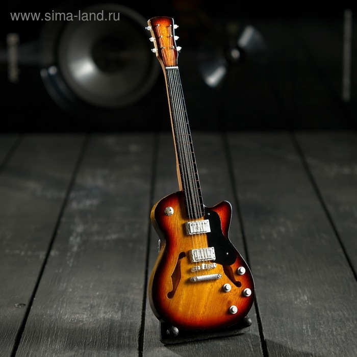 Гитара сувенирная  Гитара сувенирная "Gibson Es" чёрно-жёлтая, на подставке 24х8х2 см