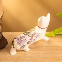 Сувенир «Котик в цветах», 13×3×9 см, дерево, белый