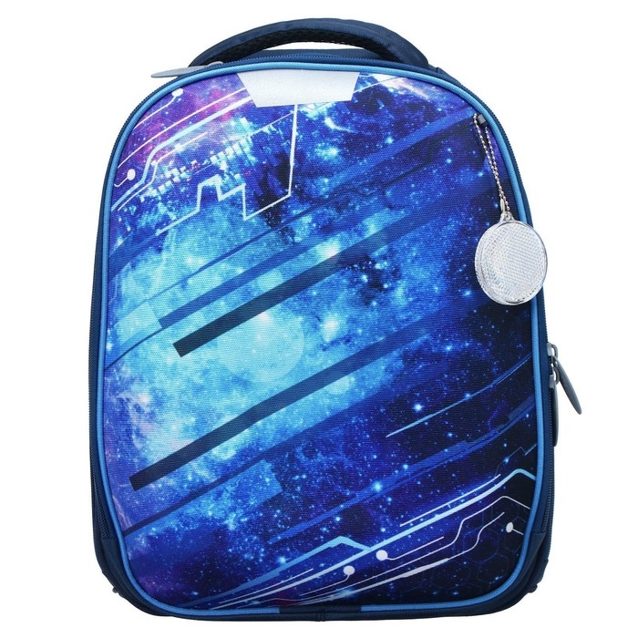 Рюкзак каркасный школьный, 37 х 28 х 19 см, Calligrata К Рюкзак каркасный школьный, 37 х 28 х 19 см, Calligrata К "Крутой космос", синий