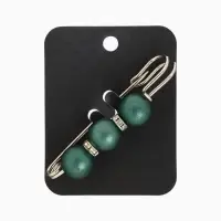 Булавка &laquo;Трио&raquo;, 7 см, шар №14, матовый тёмно-зелёная в серебре