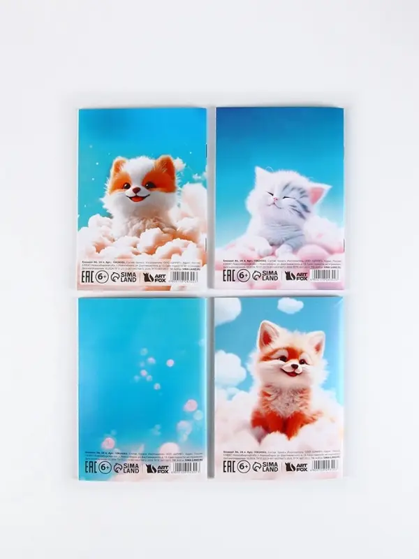 МИКС Блокнотов А6, 24 листа, в клетку "Пушистики"