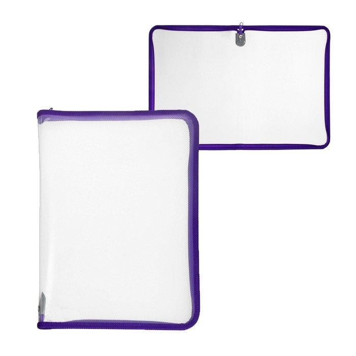 Папка пластиковая А4, 325 х 230 х 25 мм, молния вокруг, Calligrata Папка пластиковая А4, 325 х 230 х 25 мм, молния вокруг, Calligrata "Офис", ПМ-А4-01, 0.5 мм, прозрачная, фиолетовая