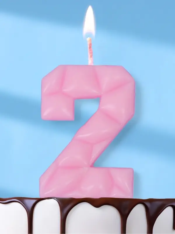 Свеча для торта «Цифра 2», светло-розовая Свеча для торта «Цифра 2», светло-розовая