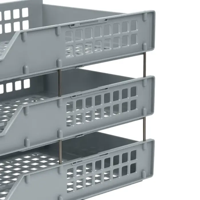 Набор лотков для бумаг &laquo;Стамм&raquo; STRONG, А4, горизонтальный, на металлических стержнях, 3 отделения, серый