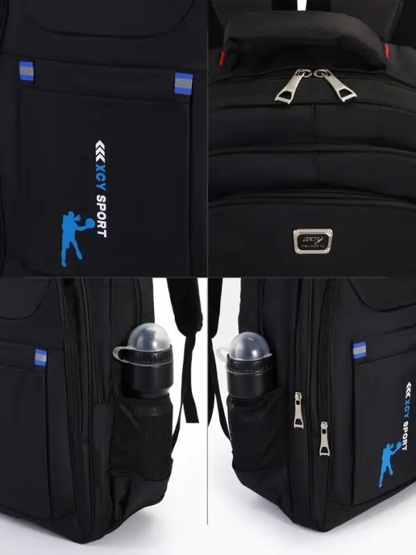 Рюкзак &laquo;СПОРТ&raquo;, со светоотражающими элементами, 2 отдела, 3 кармана, 37&times;17&times;54 см, чёрный