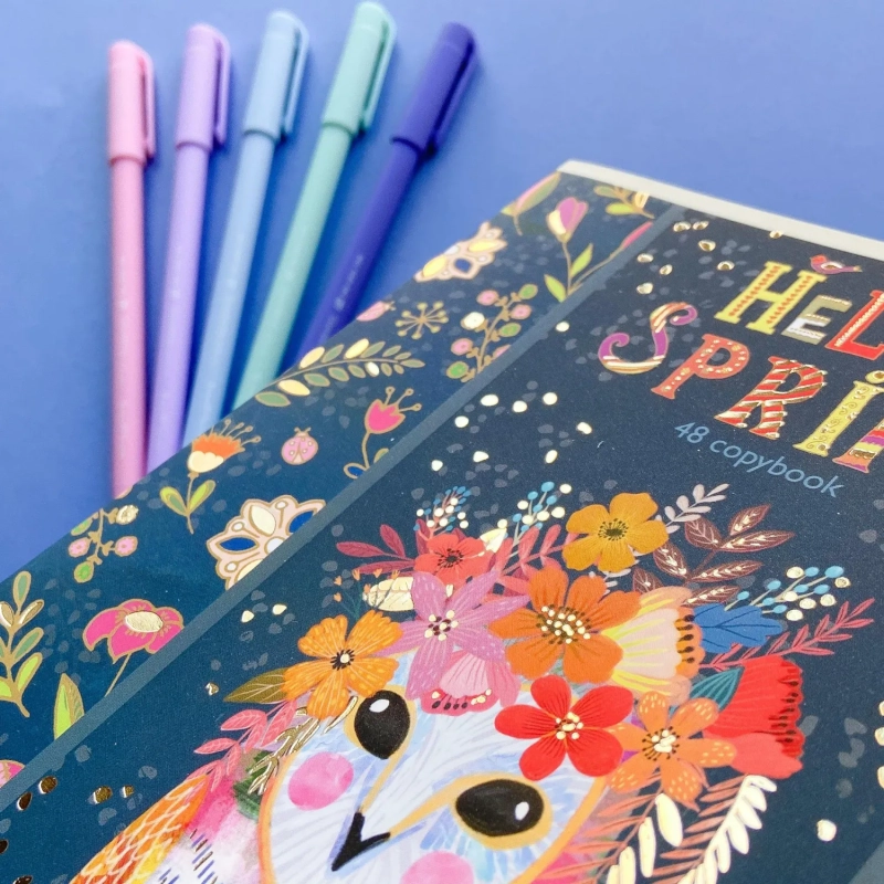 Тетрадь общая А5 ,48л, клетка,скрепка, HELLO SPRING, 5 шт в уп,7-48-448/5