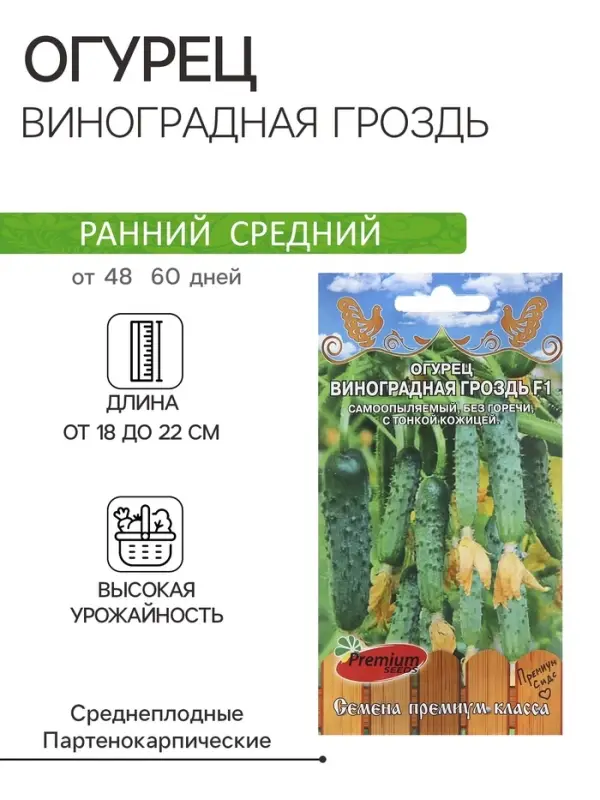 Семена Огурец Виноградная гроздь F1 5 шт.