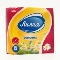 Туалетная бумага «Лилия» Ромашка, 2 слоя, 4 рулона, белый цвет