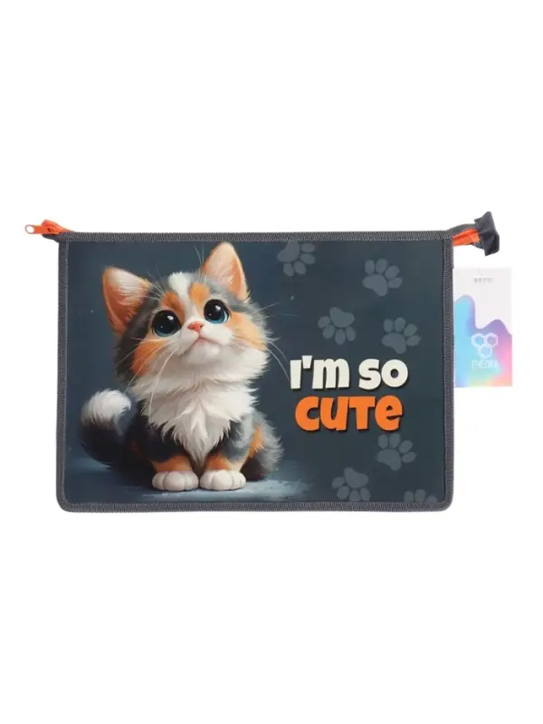 Папка для тетрадей А4 &laquo;Котенок&raquo;, молния сверху, ламинированный картон