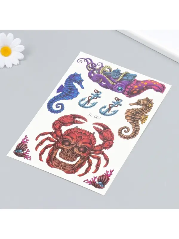 Переводные тату на тело цветные «Подводные мифы», 21×14.8 см