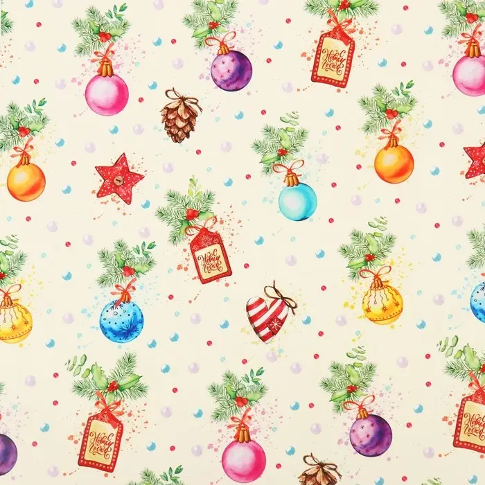 Бумага упаковочная новогодняя глянцевая «Шарики», 50×70 см