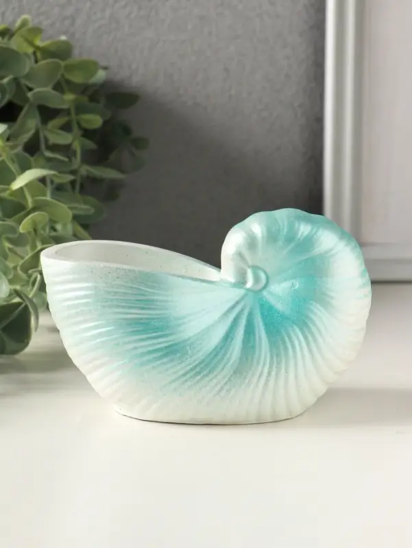 Подставка для мелочей &laquo;Ракушка&raquo; 8&times;12&times;6 см, гипс, голубой перламутр