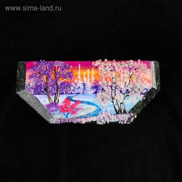 Ларец Ларец "Зима", 17х7х6, каменная крошка, змеевик