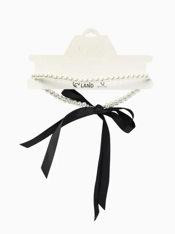 Бусы &laquo;Бантик&raquo;, жемчужины с завязкой, L= 40 см, черный, белый