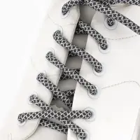 Шнурки с круг сечением люрекс узор 6мм 110&plusmn;10см (пара) серый пакет SS