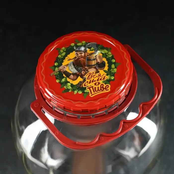 Кувшин стеклянный &laquo;Вся сила в пиве&raquo;, 3 л, с нажимным краном, с ручкой держателем, в коробке