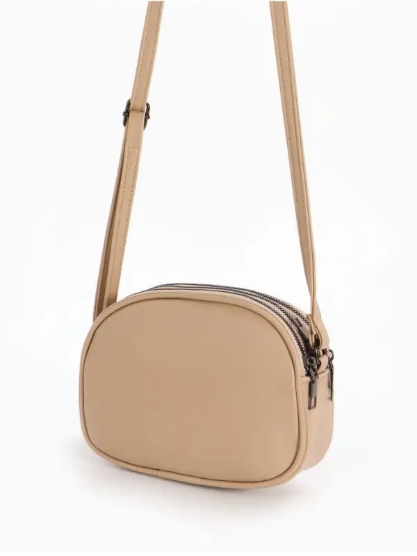 Сумка женская кросс-боди на молнии, 19&times;7&times;15 см, со стёжкой, бежевая