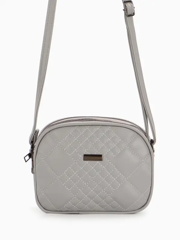 Сумка женская кросс-боди на молнии, 19&times;7&times;15 см, в клетку, серая