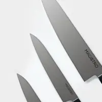 Набор кухонных ножей Magistro Hinshitsu, 3 шт. овощной, универсальный, шеф, нержавеющая сталь, чёрный