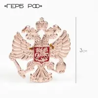 Значок &laquo;Герб РФ&raquo;, 3 см, красный в золоте