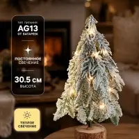 Фигура светодиодная &laquo;Заснеженная ель&raquo; 30.5 см, 20 LED, от батареек AG13&times;3, свечение тёплое белое
