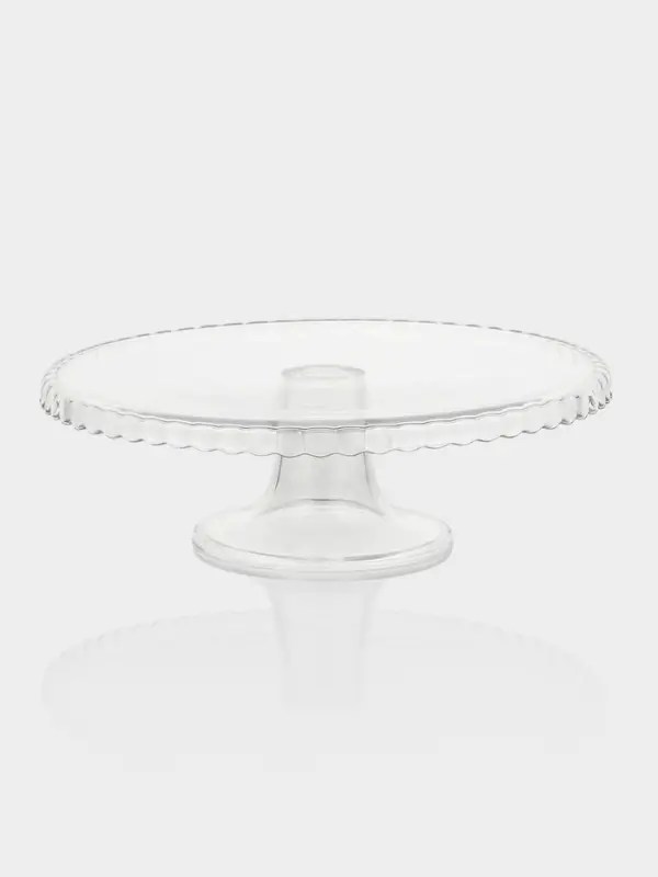 Подставка для торта Paşabah&ccedil;e Patisserie, d=28 см, на ножке, стекло, прозрачная