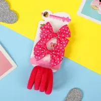 Набор для волос «Лада», 4 резинки, 2 зажима, горошек, розовый