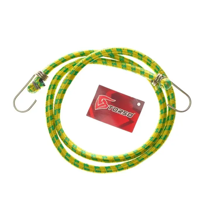 Резинка для крепления багажа TORSO, 120 см, d=10 мм, металлические крючки, МИКС