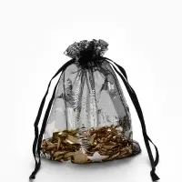 Набор подарочных мешочков 100шт.  "Звёзды", 10*12 см ( + - 1 см), цвет чёрный с серебром (3503568)