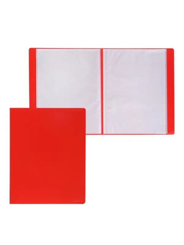 Папка с 60 вкладышами А4, 500 мкм, Calligrata, текстура &laquo;песок&raquo;, красная