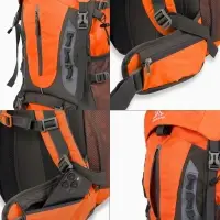 Рюкзак тур 65+5л, 30*20*53, отдел на шнурке, 5нар+2вн кармана, цвет оранжевый
