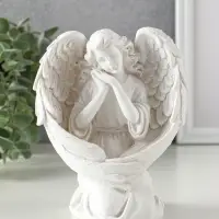 Сувенир полистоун "Девушка-ангел - обниму тебя крыльями" белый 12,5х9х15 см