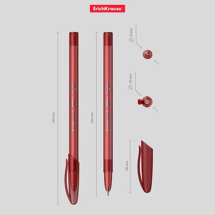 Ручка шариковая ErichKrause Neo Original, игольчатый узел 0.7 мм, чернила красные, супермягкое письмо, длина линии письма 2000 метров Ручка шариковая ErichKrause Neo Original, игольчатый узел 0.7 мм, чернила красные, супермягкое письмо, длина линии письма 2000 метров