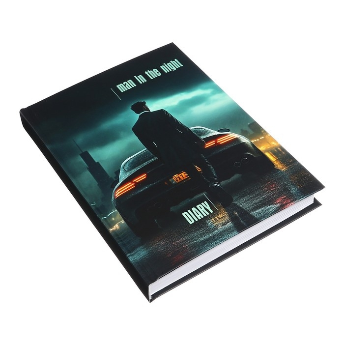 Ежедневник недатированный на сшивке А5 160 листов, картон 7БЦ, матовая ламинация, выборочный лак, Машина в ночи Ежедневник недатированный на сшивке А5 160 листов, картон 7БЦ, матовая ламинация, выборочный лак, Машина в ночи