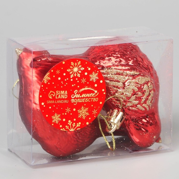 Украшение ёлочное Украшение ёлочное "Пташка" (набор 2 шт) 7х10 см, красный